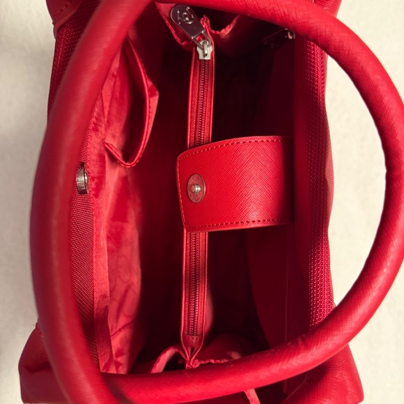 Travel bag / large purse / briefcase, red nylon, Joy Mangano - Picture 4 of 8